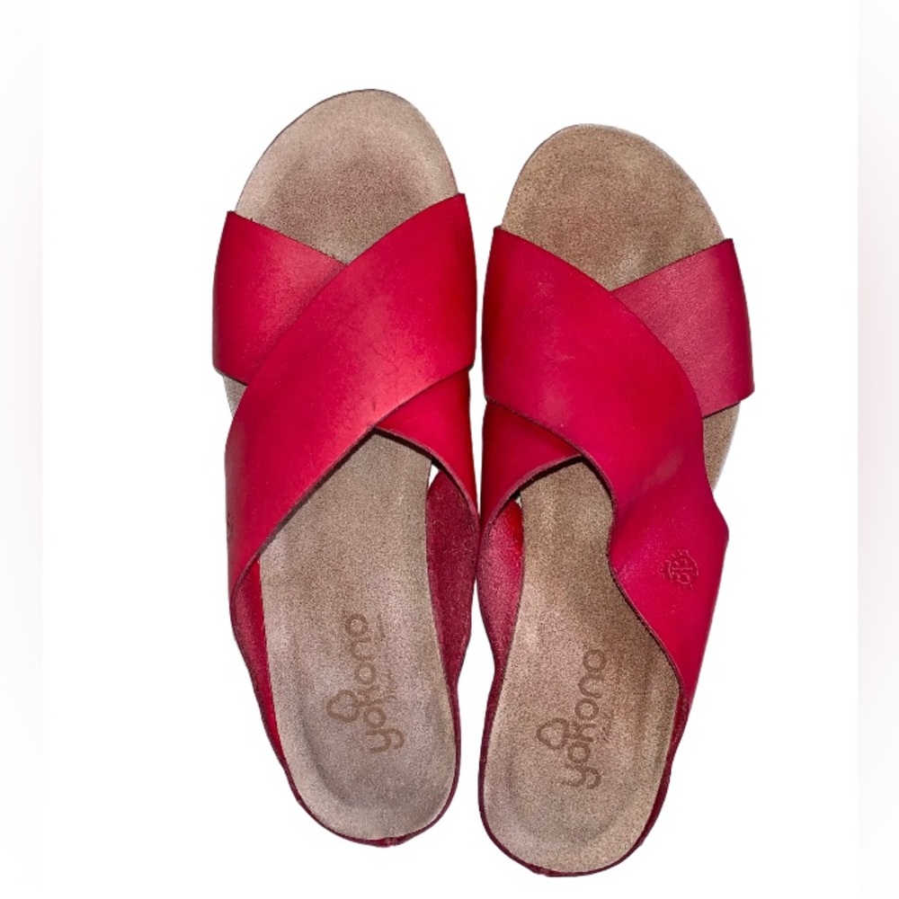 Yokono 9.5 red leather wedges women’s shoes size 9 1/2 - Picture 8 of 14